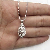 Proveedor Chino de Alibaba, Venta al por Mayor Personalizada de Joyería Creativa de Lujo, Dijes de Moda, Collar con Colgante de Plata de Ley 925 con Perla en Jaula