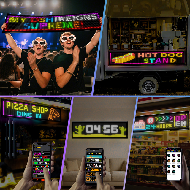 IP65 Storefront LED Sign Board 98x28cm 5V/4A USB App-Programmable DIY Scrolling Message Display for Advertising