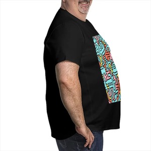 Image personnalisée T-shirt grande taille pour hommes Style Streetwear 100% coton avec spandex imprimé dessin animé contraste motif sérigraphie méthode - Product Image 5