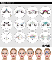 Autocollants pour le visage en peinture diamantée effet lumineux nocturne - Art 5D écologique pour les célébrations et rassemblements festifs