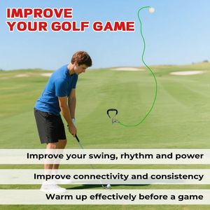 Entrenador de Swing de Golf con Cuerda de 50 pies, Soporte para Pelota Real, Color <span class=keywords><strong>Verde</strong></span>, Plegable, para Zurdos/Diestros, para Principiantes - Product Image 4