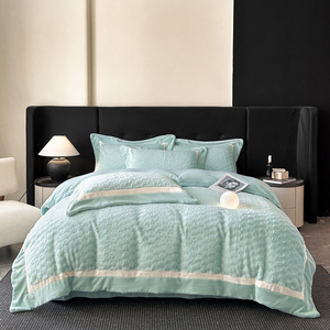 Bộ đồ giường Dệt Lông Cừu màu đơn giản Bộ nhung sữa màu cam sử dụng Nhà Ấm Áp tất cả các mùa một mảnh <span class=keywords><strong>4</strong></span> - Product Image 1