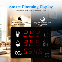Detector Digital de Calidad del Aire para Montar en la Pared, Medidor de CO2, Temperatura y Humedad, Sensor NDIR, Pantalla LED, Monitoreo Interior con Función de Alarma