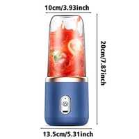 Mixeur Portable USB Rechargeable pour Jus de Fruits, Double Gobelet en Plastique, Idéal pour la Maison, les Voyages, le Sport et la Voiture – Pour Smoothies Frais