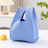 Stilvolle Mini-Strickhandtasche für Damen, Reise- und Strandnutzung, mit Zwei Griffen, Offener Verschluss, Modisches Faltbares Leichtgewicht-Design