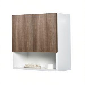 Meuble mural 2 portes avec compartiment ouvert, longueur 58 cm, pour cuisine et rangement café - Product Image 2