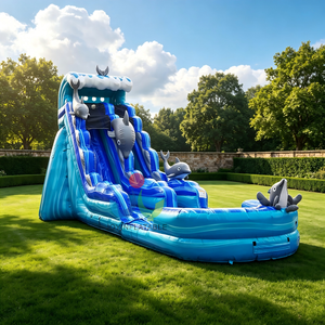 Tobogán Acuático Inflable Comercial Gigante con Forma de Tiburón y Delfín, con Piscina de Chapoteo, Diseñado para <span class=keywords><strong>Adultos</strong></span> y Niños - Product Image 1