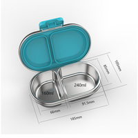 Boîte à lunch pour enfants de qualité supérieure à 2 compartiments en acier inoxydable, étanche, sans BPA, adaptée au micro-ondes, approuvée par la FDA