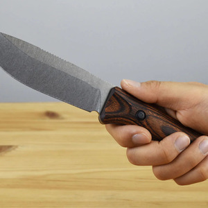 Cuchillo de Caza de Acero de Damasco Auténtico de Green Hills Enterprises con Hoja Fija y Funda de Cuero, Hoja Personalizable para Desollar - Product Image 3