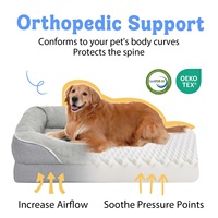 Lit pour chien extra large imperméable en velours cristal avec mousse orthopédique en forme d'œuf, canapé pour animaux de compagnie, fabrication sur mesure OEM