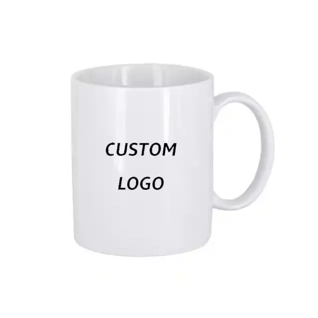 Caneca de porcelana para chá e café, caneca de porcelana branca personalizada 11oz de calor com logotipo