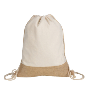 Sac à dos personnalisé avec cordon de serrage et base en jute naturelle pour le shopping et la plage, fond en jute réutilisable, sac à dos léger de haute qualité - Product Image 4