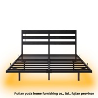 Lit double transfrontalier, lit simple, en fer forgé, acier-bois, cadre en fer, extra-épais, robuste, moderne, minimaliste, pour dortoir BF-1063