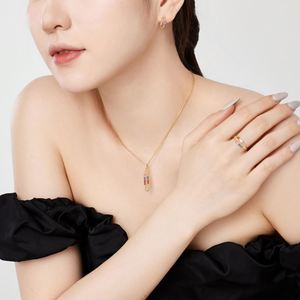 Dylam Tiny <b>Cute</b> Design Solid Sterling Silver Colorful Baguette 5A Cubic Zircon Diamond Paper Clip Shape Stud <b>Earrings</b> for Women - Product Image 4