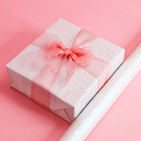 Vente en gros d'usine, papier d'emballage personnalisé de Noël et d'anniversaire, papier de luxe enduit de silicone, impression numérique, rouleau de papier 43 cm x 300 cm, rose