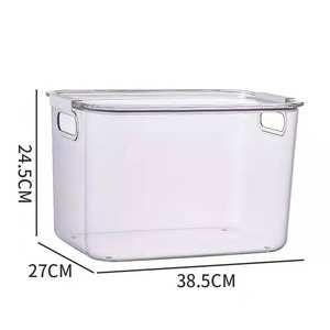 large capacity plastic storage bin transparent rectangular clothing organizer with lid for home use
