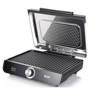 Plaque de cuisson électrique multifonction RAF 2200W pour steak, double chauffage, surface antiadhésive, <span class=keywords><strong>couvercle</strong></span> anti-éclaboussures amovible pour usage domestique - Product Image 4