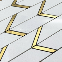 Mosaïque en acier inoxydable et marbre mélangé, forme flèche irrégulière, pour crédence murale et sol intérieur de cuisine et salle de bain modernes