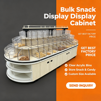 Étagère de présentation moderne pour aliments en vrac, vitrine à bonbons en bois avec bacs en acrylique pour supermarché et épicerie