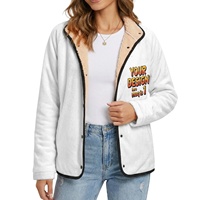 Jaket Fleece Wanita Anti Angin dengan Lapisan Sherpa, Kancing Tekan, Lengan Panjang, Bermotif, Pakaian Luar Musim Dingin