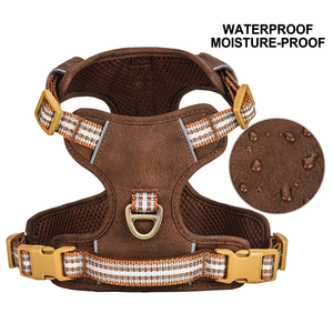 Plester nilon tahan pelarian buatan pabrik kulit PU reflektif tali pengikat anjing tanpa kunci digunakan bersama dengan tali derek - Product Image 4