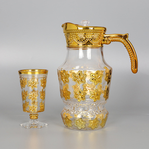 Ấm đun nước với <span class=keywords><strong>6</strong></span> ly thủy tinh mạ nước Jug Bộ bình thủy tinh với nắp bộ 7 cái nước thủy tinh Bộ - Product Image 4