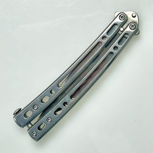 Cuchillo Plegable Tipo Mariposa 3Cr13Uncut Seguro y Confiable, Herramientas de Entrenamiento al Aire Libre, Modelo <span class=keywords><strong>CSGO</strong></span>, Degradado Rosa Azul - Product Image 5