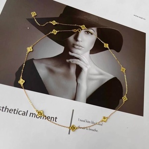 Joyería de Oro de 18K Collar de Oro Sólido al Por Mayor Marcas Que No Se Deslustran Collar con Colgante de Trébol de Cuatro Hojas para Joyería de Mujer - Product Image 1