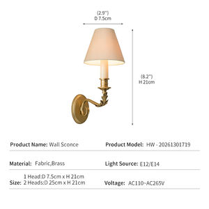 Lámpara de Pared Vintage Estilo Rústico Francés, Decoración Antigua con Brazo de Hierro Dorado en Forma de Hoja, Pantalla de Tela Beige, LED, Decoración Artística Rústica, Lámpara de Pared Tipo Vela - Product Image 4