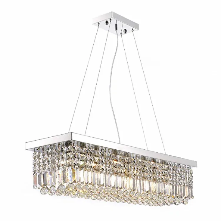 Rectangular Drop Crystal Chandelier Antique Size 120*25*25CM Ceiling Lamp Tassel Crystal Beads Pendant Lights