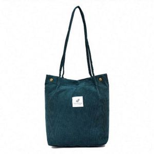 Sac fourre-tout en velours côtelé personnalisé avec logo imprimé, sac de shopping écologique et recyclable - Product Image 4