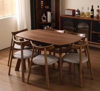 Table à manger extensible en bois massif de style mid-century, table 2-en-1 ronde à carrée pour petite salle à manger