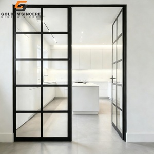 GS Soundproof Aluminum Frame Glass Kitchen Partition Door Transparent Tempered Glass Grid Door for Odor Control and <b>Lighting</b> - Product Image 5