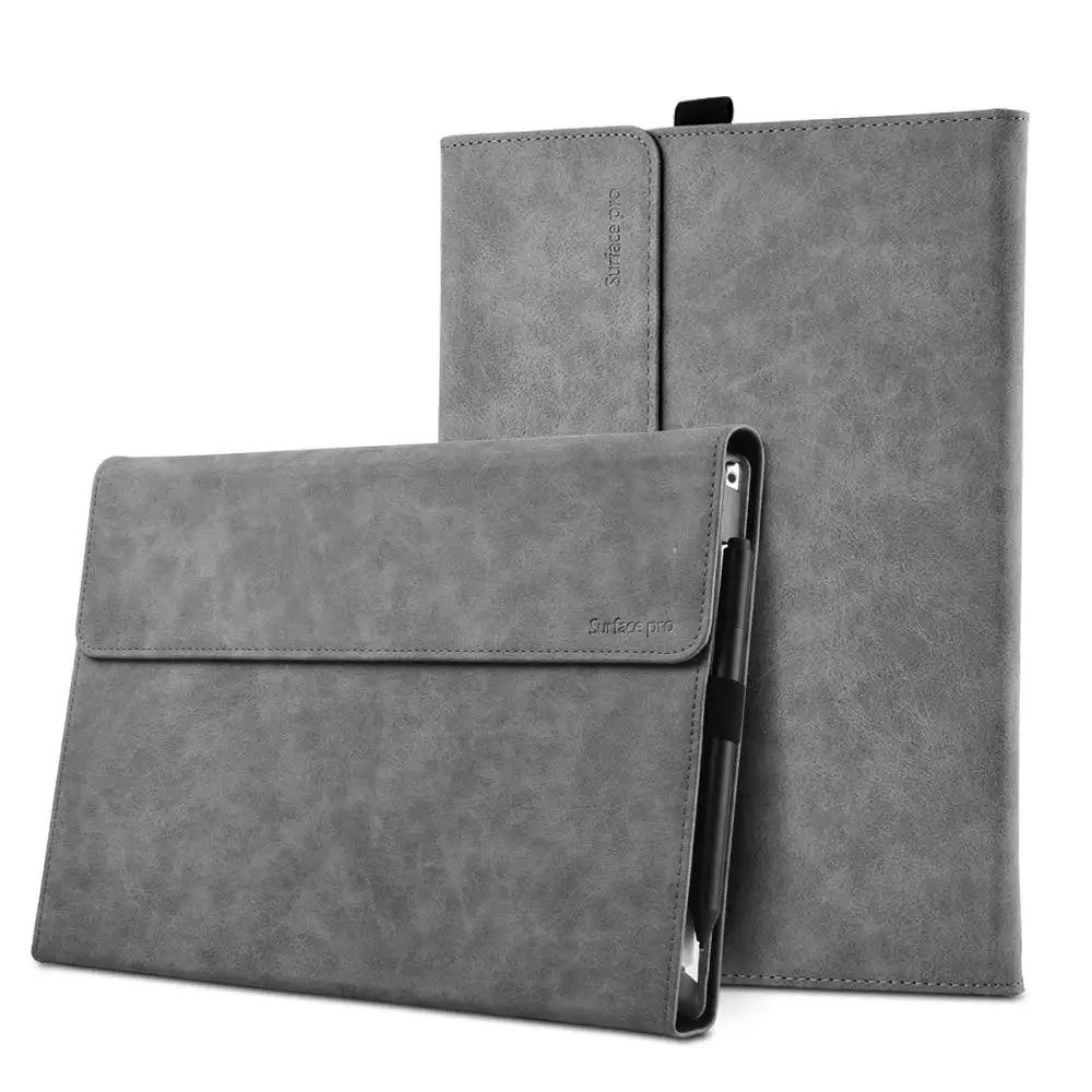 PU Leather Tablet Keyboard Case with Pen Slot Anti-Drop Folding Stand Protective Cover for Microsoft Surface Pro 8 /9/X 13 Inch