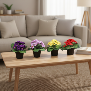 <span class=keywords><strong>Plantes</strong></span> artificielles miniatures réalistes de violettes africaines en pot en gros pour la décoration de la maison et du bureau, événements de la fête des Mères, Noël, mariages - Product Image 1