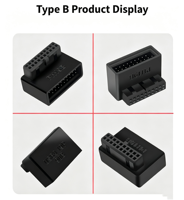 Adaptateur USB 3.0 19/20P à 90 degrés pour carte mère d'ordinateur de bureau, outil de gestion des câbles, accessoire d'assemblage PC avec boîtier