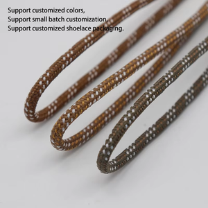 <strong>Brown</strong> Base White Dot Interwoven Round Braided 4.7mm Printed Two Tone Polyester <strong>Shoelaces</strong> for Hiking Boots Casual Sneakers - Product Image 4