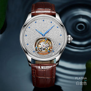 Montre mécanique à tourbillon squelette véritable avec logo personnalisé, luxe, saphir, acier inoxydable pour homme - Product Image 2