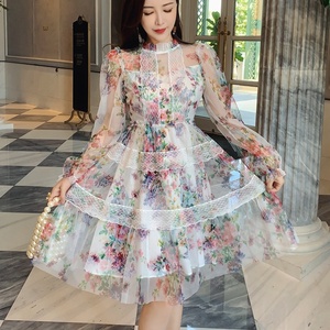 <span class=keywords><strong>Robe</strong></span> courte style princesse à col rond, manches longues, imprimé maille transparente, taille cintrée, avec dentelle, nouvelle collection <span class=keywords><strong>automne</strong></span> <span class=keywords><strong>2022</strong></span> - Product Image 6