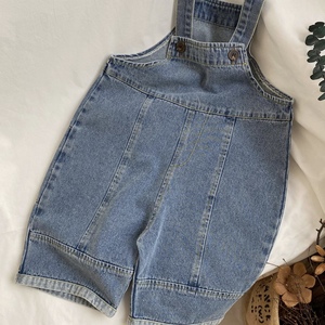 2024 autunno e primavera tutine di jeans vestiti per bambini <span class=keywords><strong>tuta</strong></span> per bambini da ragazzo e da ragazza morbide tute blu tinta unita - Product Image 2