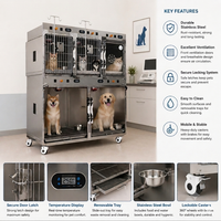 Cage vétérinaire chauffante en acier inoxydable à vendre, maison respirante pour animaux de compagnie, cage pour lapins, cages pour petits animaux