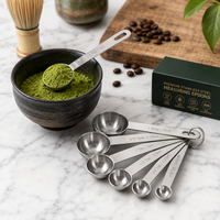 Ensemble de 6 cuillères doseuses en acier inoxydable 304 ou 430 avec personnalisation du logo et de l'emballage pour matcha, café, farine