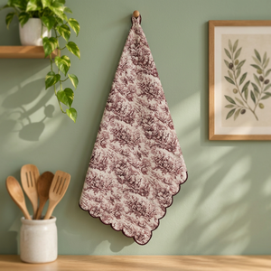 Paño de Cocina de Lino Premium con Estampado Toile Vintage y Borde Festoneado – Toalla Decorativa para Cocina, Hogar, Restaurante y Hostelería - Product Image 2