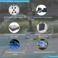 Bañera de hidromasaje Sunrns de lujo para 5 personas al aire libre Spa con 63 Uds. Chorros de hidroterapia Plug Play Balboa función de masaje para uso en el patio trasero