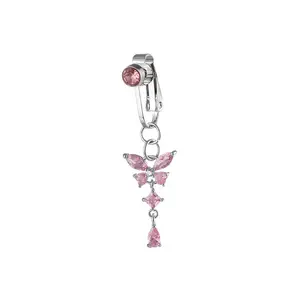 Punch Free Magneet Therapie Navel Sieraden Crystal Vlinder Buik Ring Navel Knop Bar Bengelen Navel Ring Body Piercing Sieraden