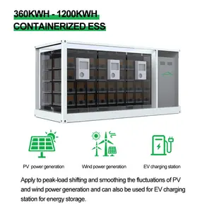 Bess Container Batterij Lifepo4 Energieopslagsysteem 50kw 100kw 500kw Lithium-Ion Batterij Off Grid Hoogspanningssysteem