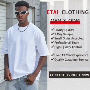 Camiseta de gran tamaño de algodón pesado de 300g para hombre, ropa cuadrada de punto con estampado de algodón 100% personalizado de alta calidad - Product Image 6