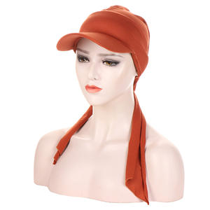 女式时尚一体式弹力长尾头巾方便棒球帽多色头巾100% 涤纶 - Product Image 5