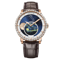 AGELOCER Montre Astronome Originale Phase de Lune Montre Homme Montre Mécanique Automatique pour Homme Lunette Diamantée Étanche Avec Boîte