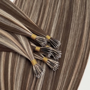 Wholesale Nano <b>Ring</b> Hair Extension Russian Cuticle Aligned Virgin Human Hair Nano <b>Ring</b> Extensions for Salon 2026 Raw Hair 1b - Product Image 2